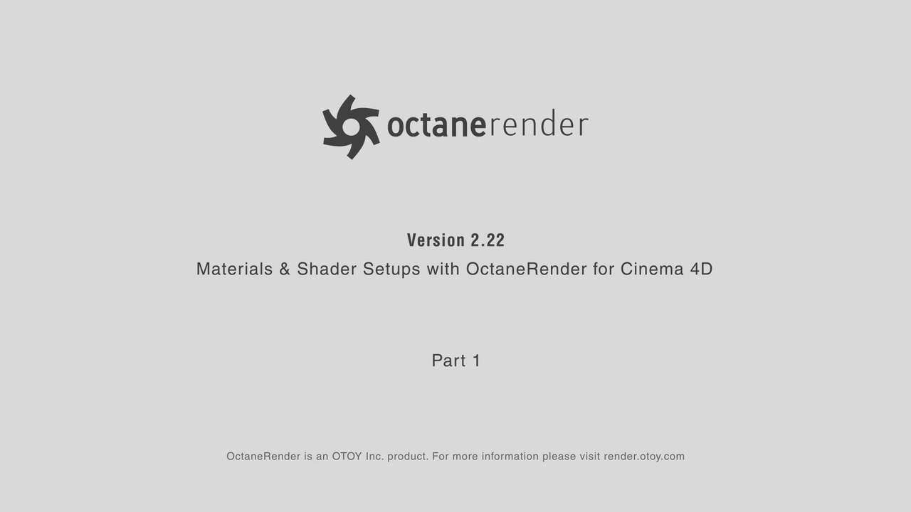 Materials and Shader Setups with Octane Render for Cinema 4D / Part 1