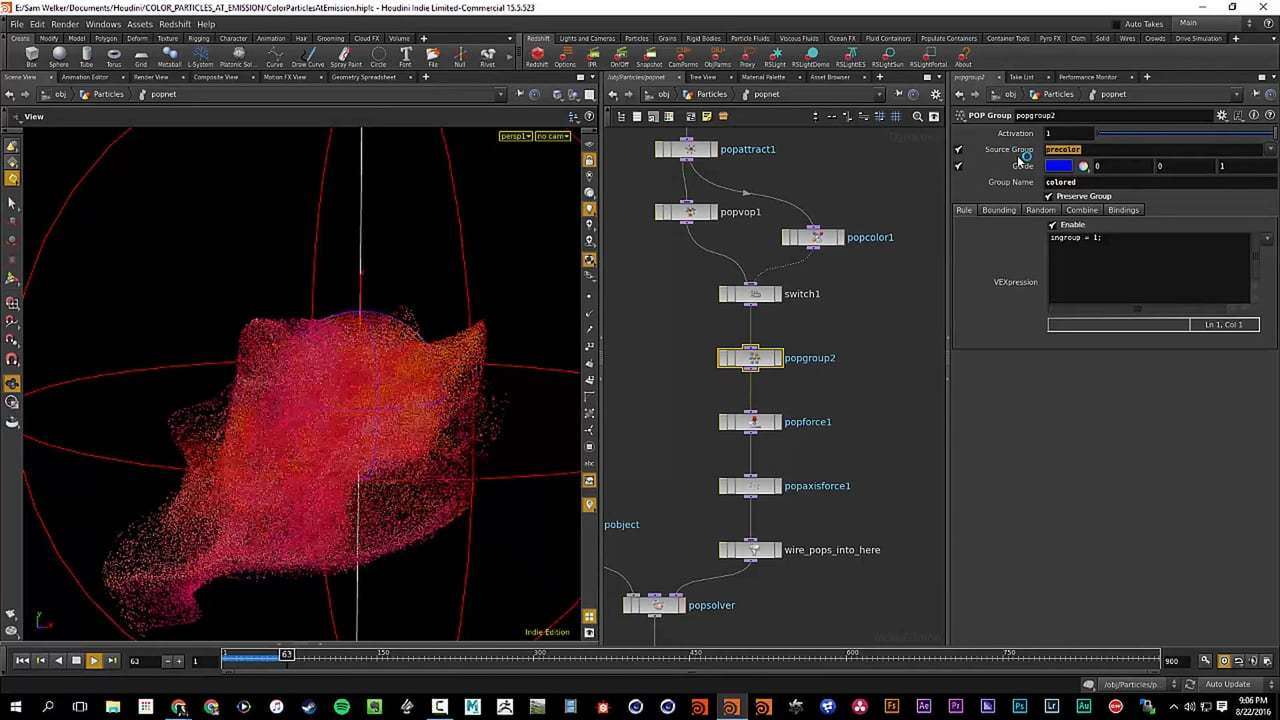 Think Particle Tutorial 51 - Coloring Particles at Birth in Houdini