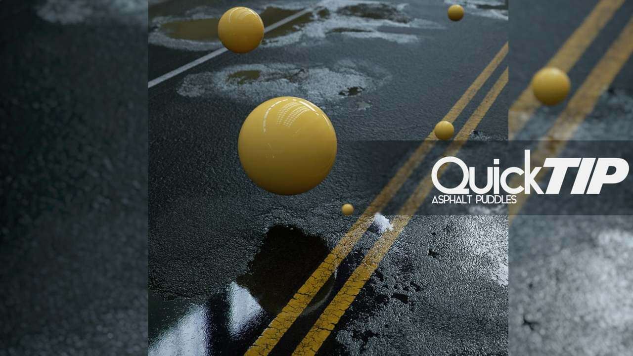 Octane Render | Asphalt Puddles | QuickTip